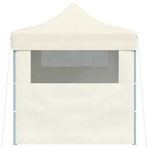 Hopfällbart partytält med 3 sidoväggar 3x4 m stål gräddvit