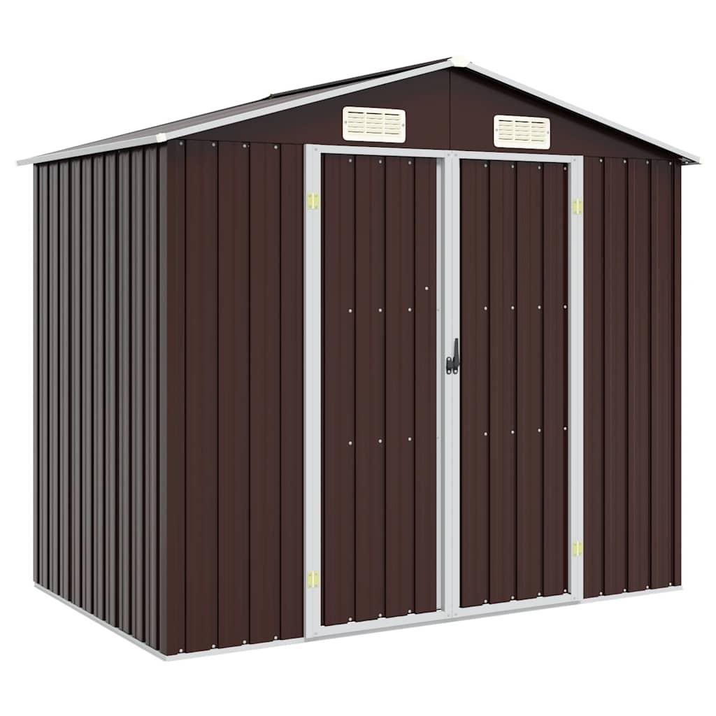 Trädgårdsskjul brun 205x129x183 cm galvaniserat stål