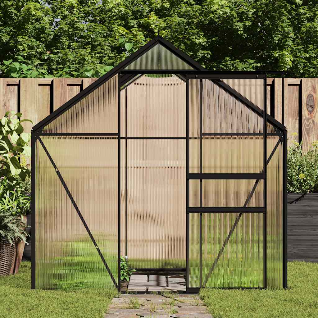 Växthus med basram antracit aluminium 4,75 m²