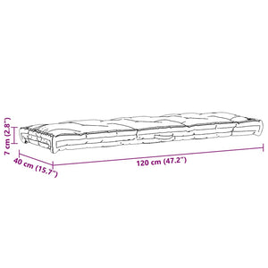 Dyna till pallsoffa bomull 120x40x7 cm grå
