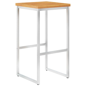 Barstolar 4 st massivt akaciaträ och rostfritt stål