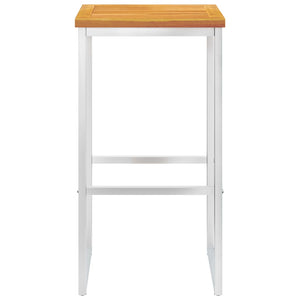 Barstolar 4 st massivt akaciaträ och rostfritt stål