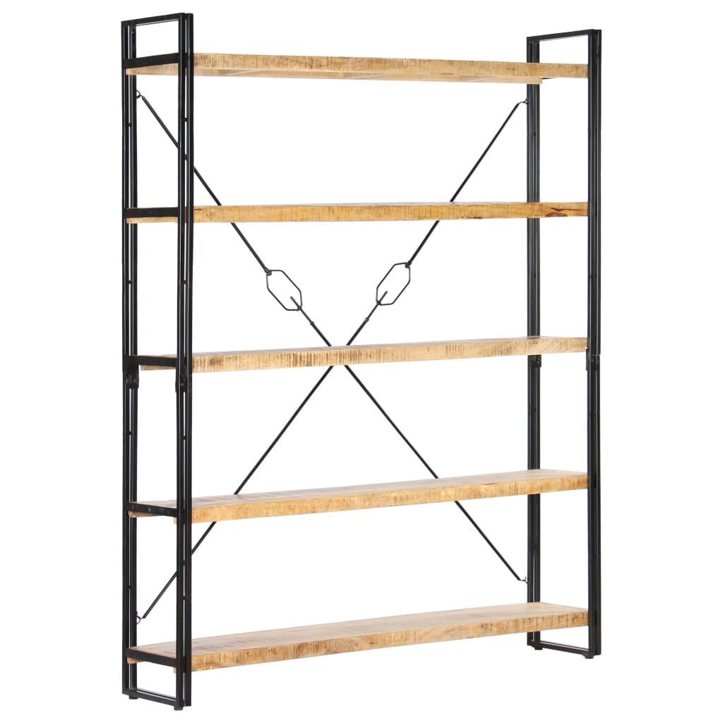Bokhylla med 5 hyllor 140x30x180 cm massivt mangoträ