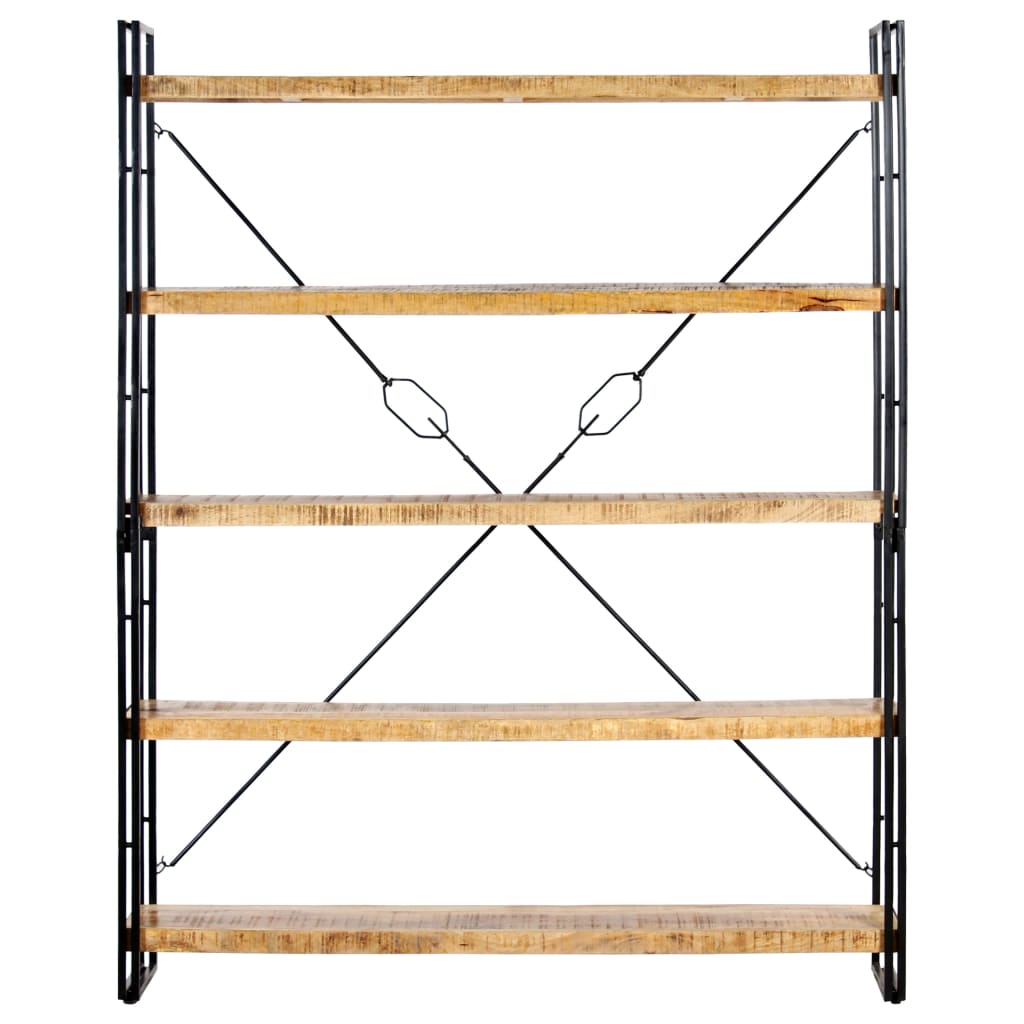 Bokhylla med 5 hyllor 140x30x180 cm massivt mangoträ