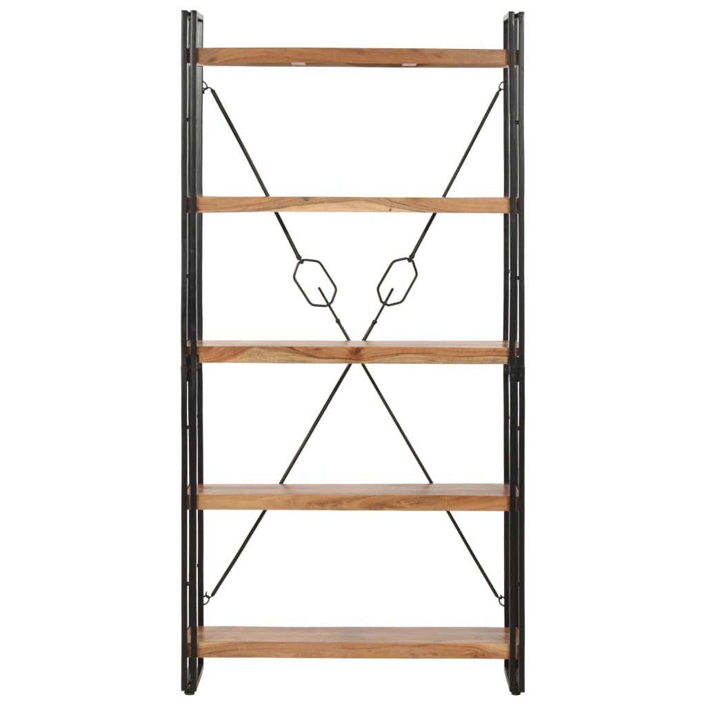 Bokhylla med 5 hyllor 90x30x180 cm massivt akaciaträ