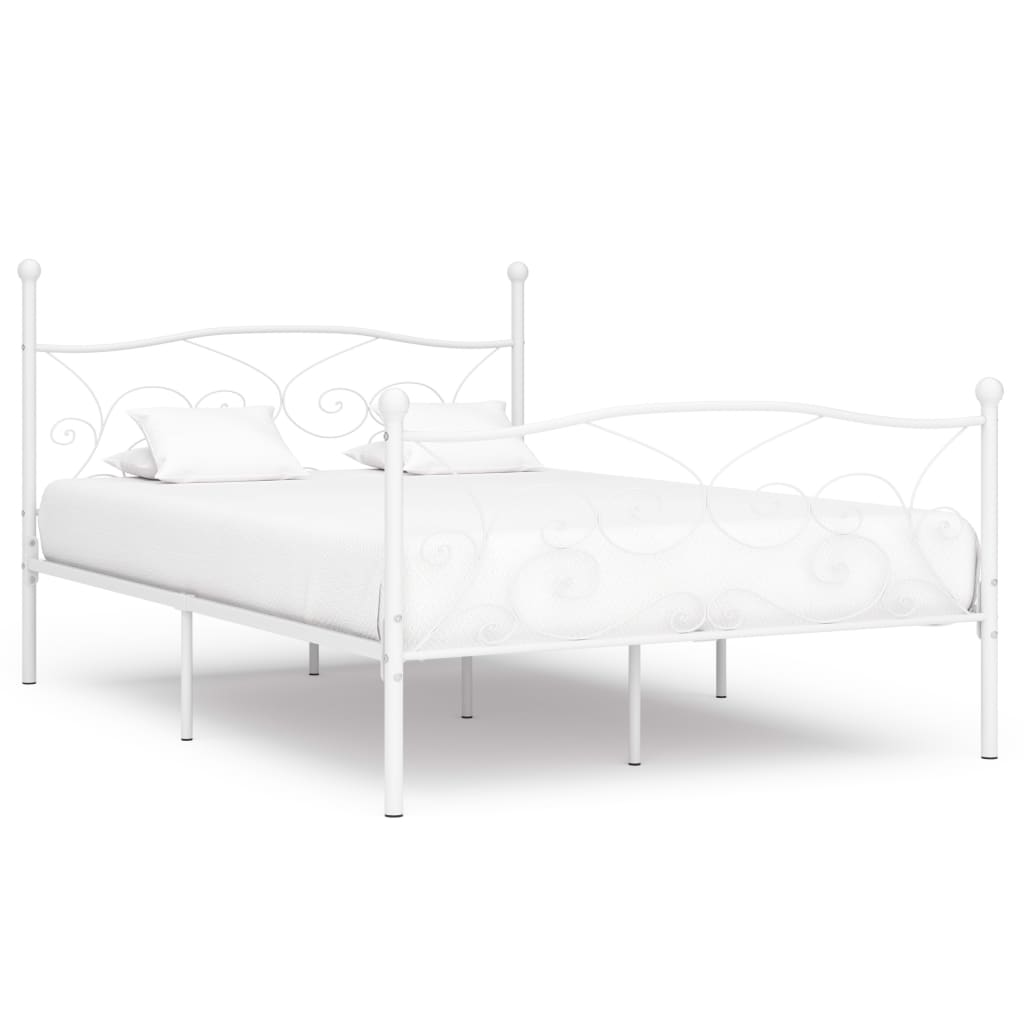Sängram utan madrass med ribbotten vit metall 140x200 cm