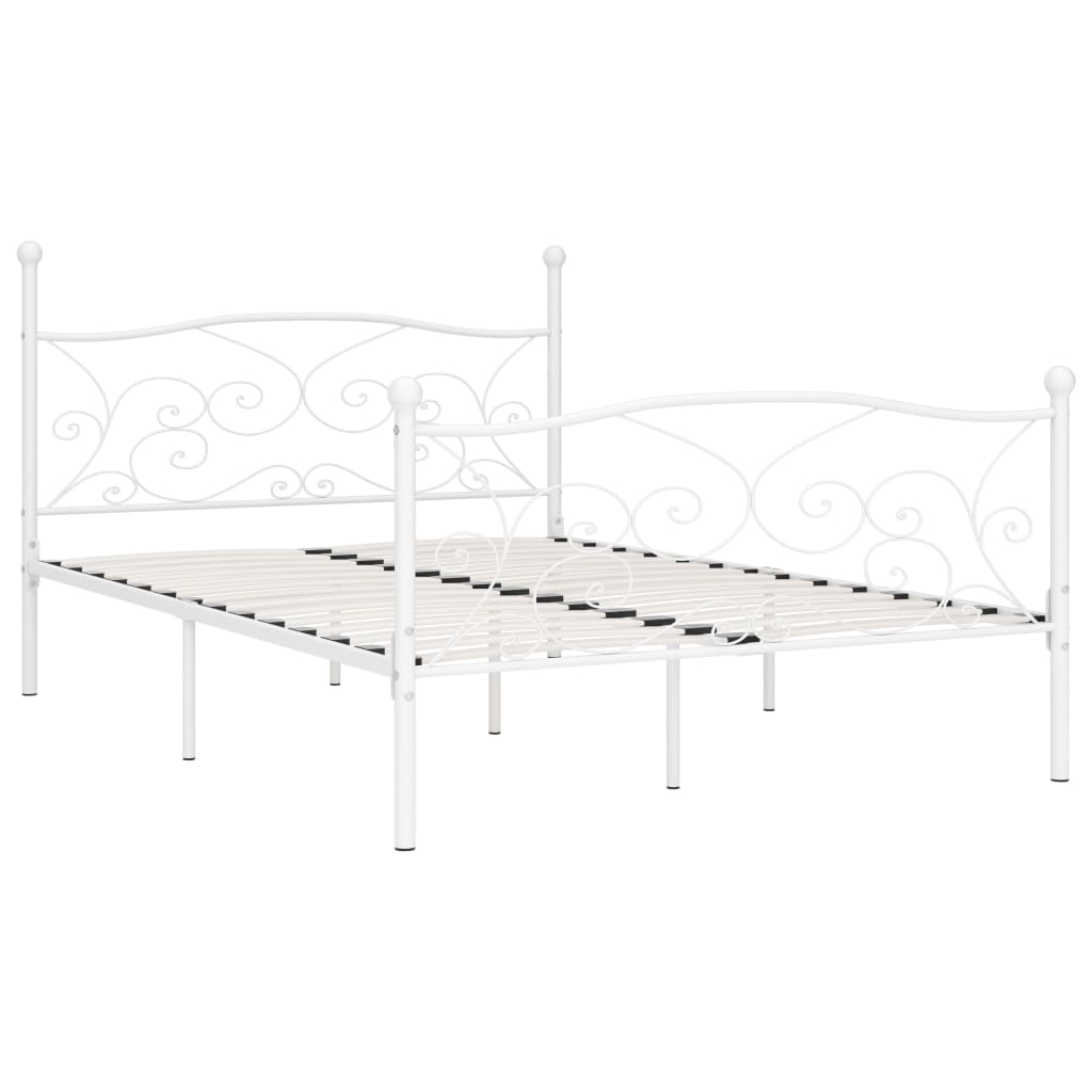 Sängram utan madrass med ribbotten vit metall 140x200 cm