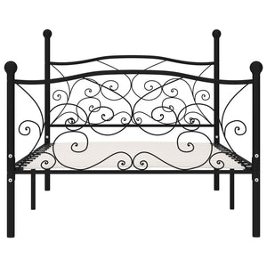 Sängram utan madrass med ribbotten svart metall 100x200 cm