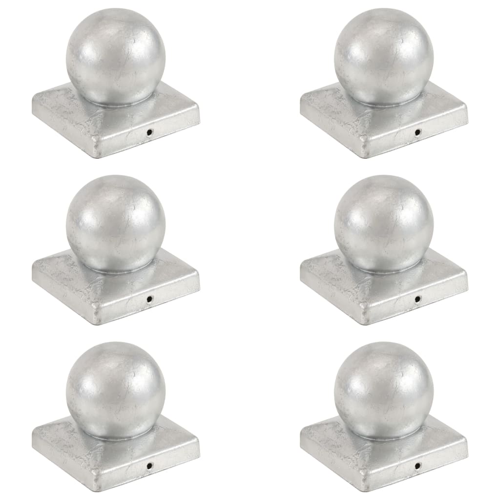 Stolphattar klot 6 st galvaniserad metall 101x101 mm