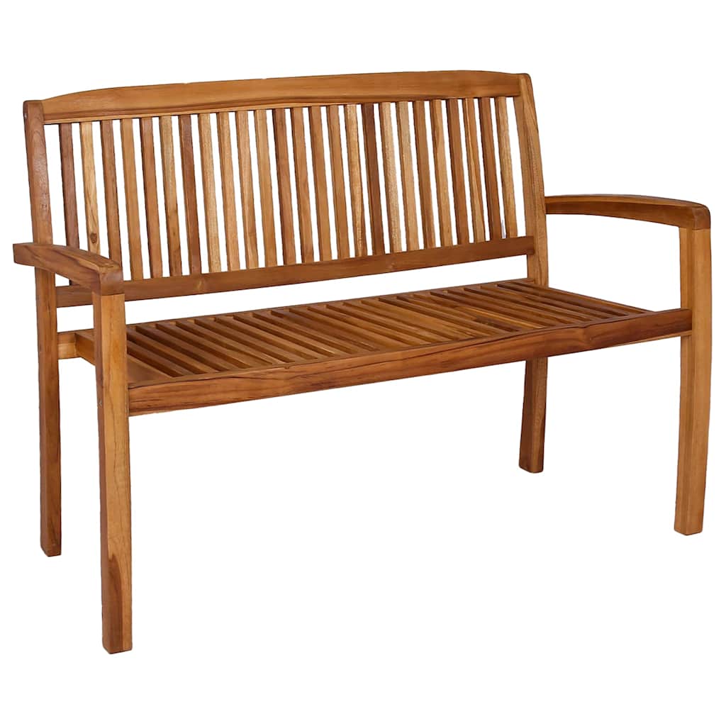 Stapelbar trädgårdsbänk 2-sits 120 cm massiv teak
