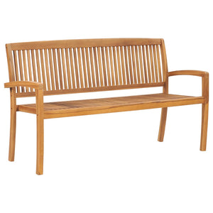Stapelbar trädgårdsbänk 3-sits 159 cm massiv teak