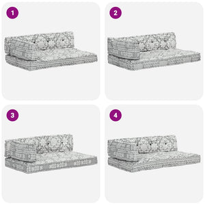 Dynor till pallsoffa ljusgrå tyg lapptäcke