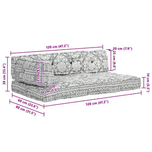 Dynor till pallsoffa ljusgrå tyg lapptäcke