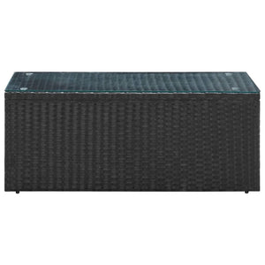 Loungegrupp för trädgården med dynor 4 delar konstrotting svart