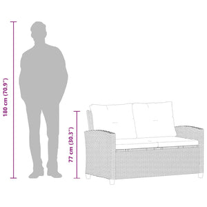 Trädgårdssoffa 2-sits med dynor svart 124 cm konstrotting