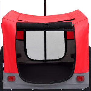 Cykelvagn för husdjur och joggingvagn 2-i-1 röd och grå