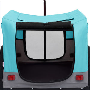 Cykelvagn för husdjur och joggingvagn 2-i-1 blå och grå