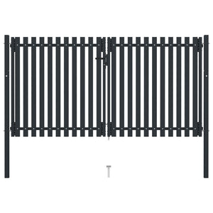 Dubbeldörrsgrind stål 300x150 cm antracit