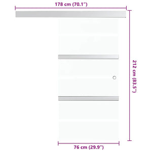 Skjutdörr ESG-glas och aluminium 76x212 cm silver