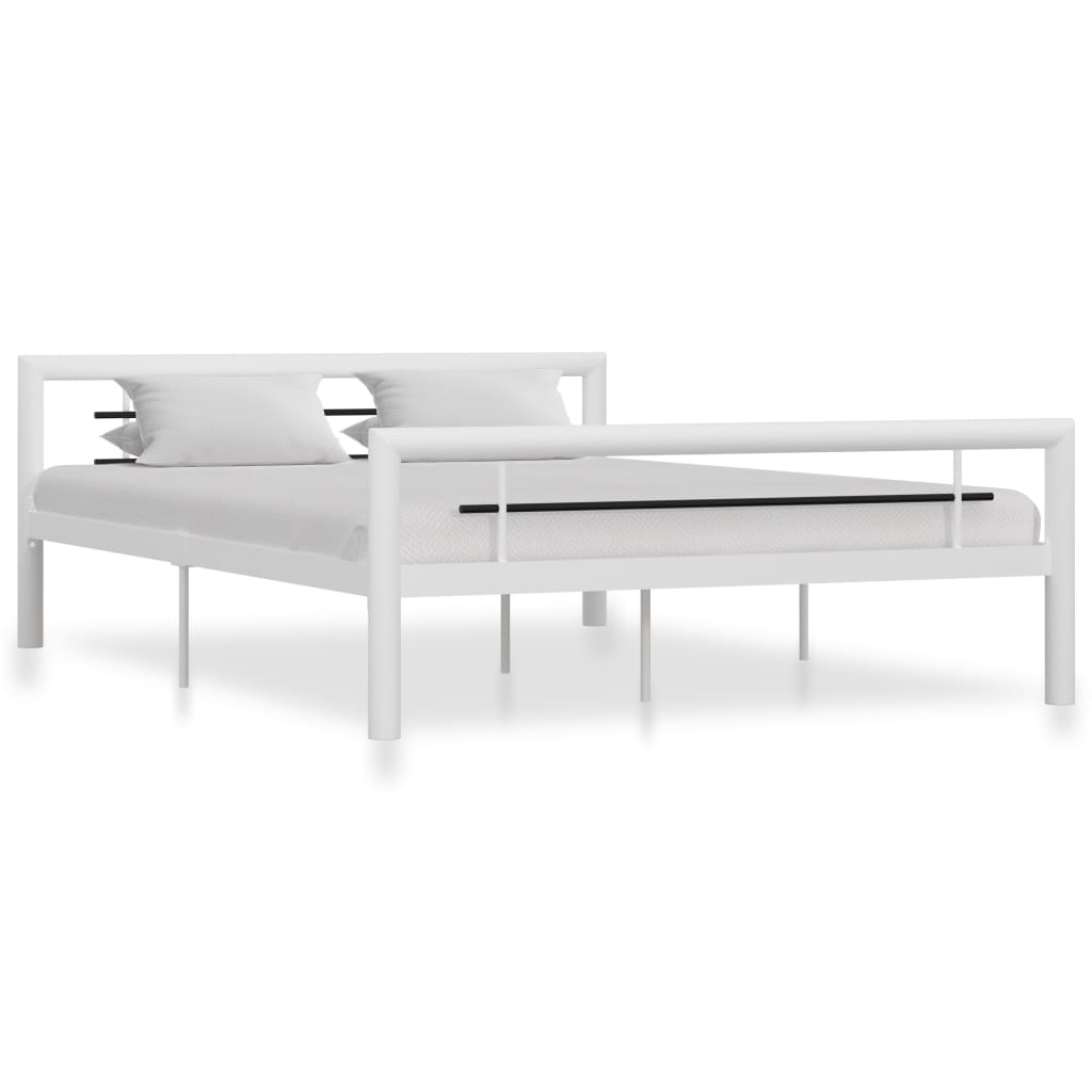 Sängram utan madrass vit och svart metall 160x200 cm