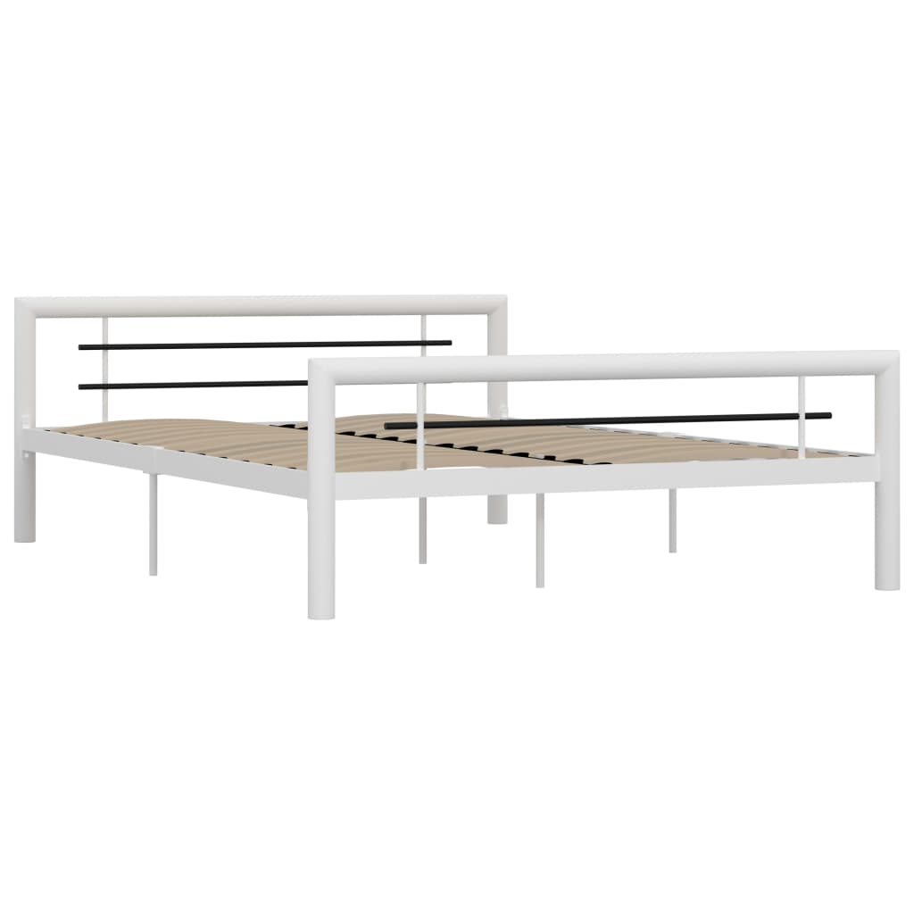 Sängram utan madrass vit och svart metall 160x200 cm