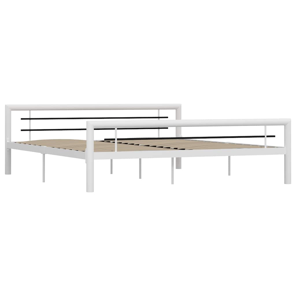 Sängram utan madrass vit och svart metall 180x200 cm