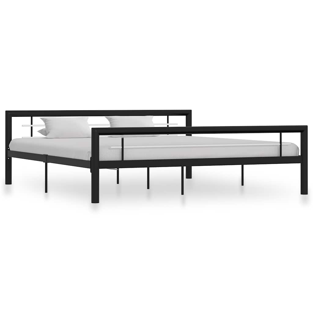 Sängram utan madrass svart & vit metall 180x200 cm