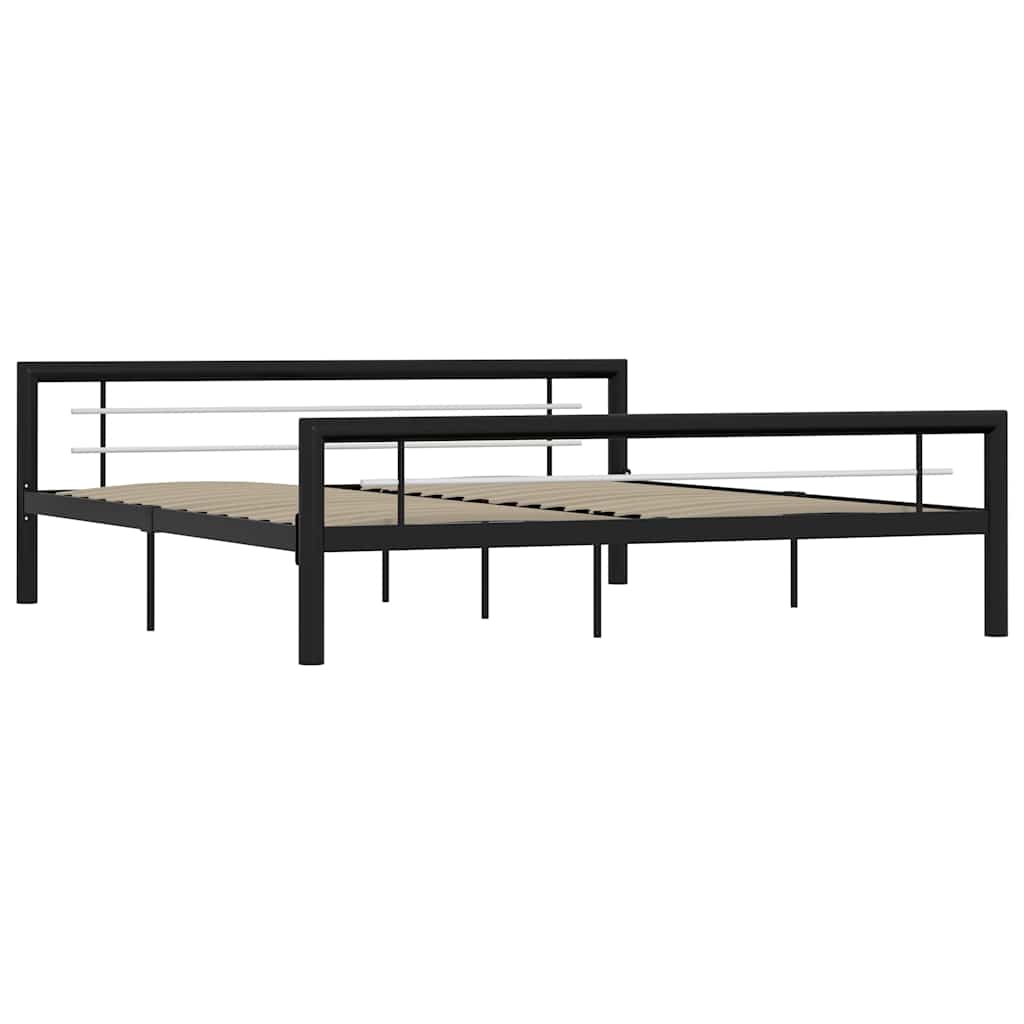Sängram utan madrass svart & vit metall 180x200 cm