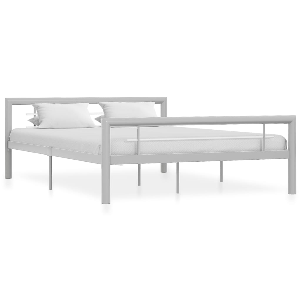 Sängram utan madrass grå & vit metall 140x200 cm