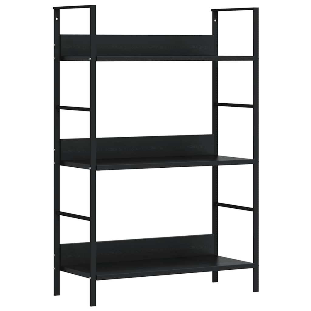 Bokhylla 3 hyllplan svart 60x27,6x90,5 cm konstruerat trä