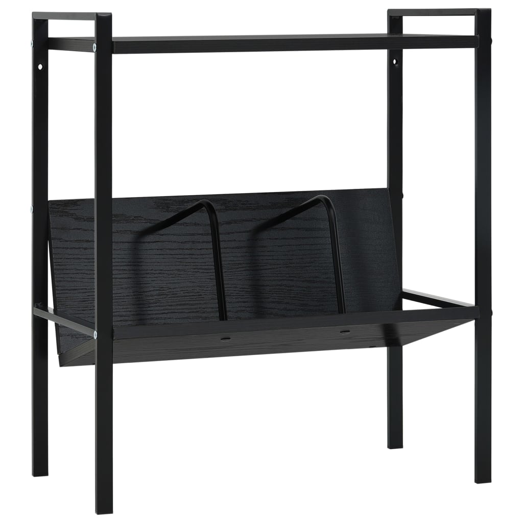 Bokhylla 2 hyllplan svart 52x28x59 cm konstruerat trä