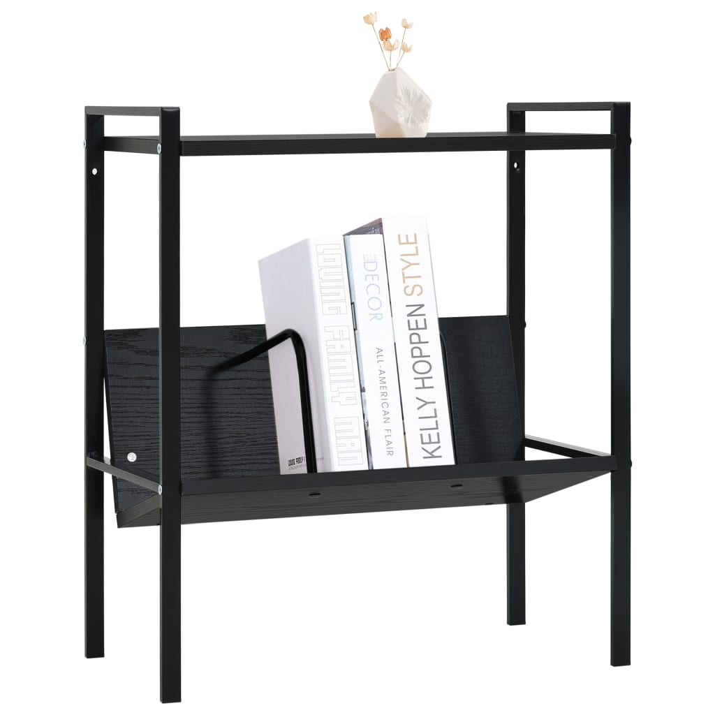Bokhylla 2 hyllplan svart 52x28x59 cm konstruerat trä
