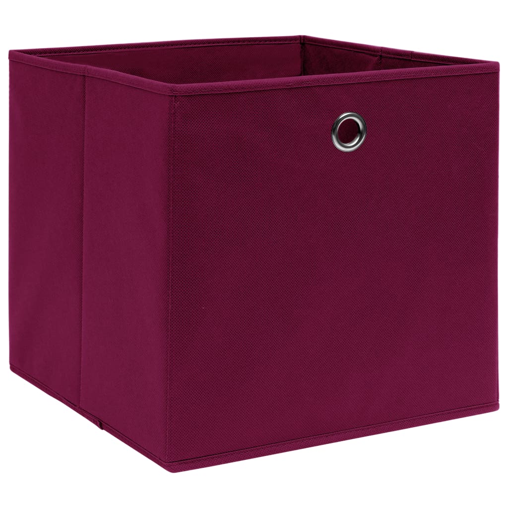 Förvaringslådor 4 st mörkröd 32x32x32 cm tyg