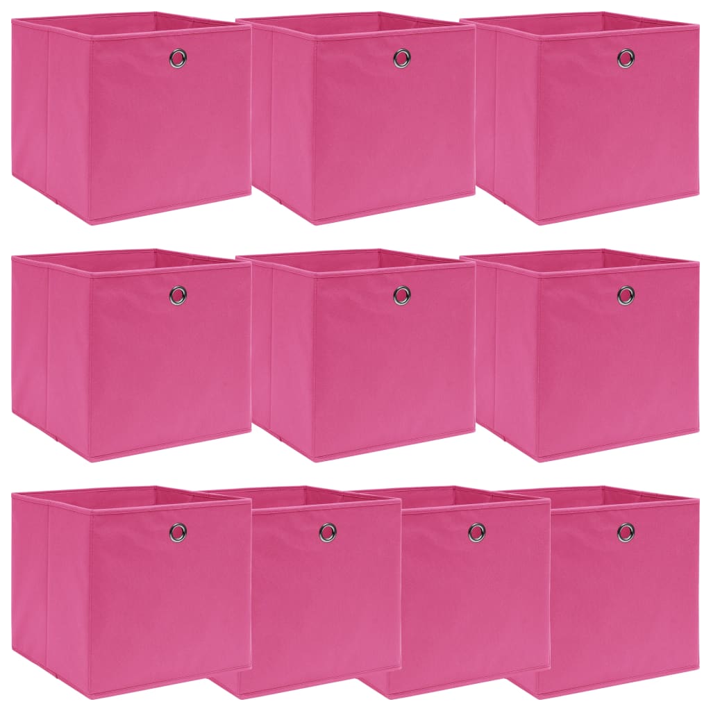 Förvaringslådor 10 st rosa 32x32x32 cm tyg