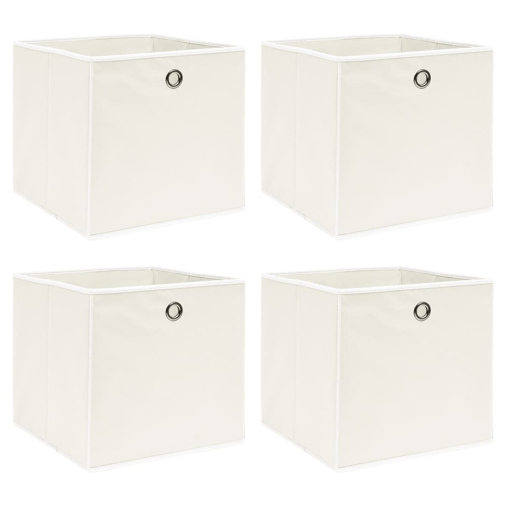 Förvaringslådor 4 st vit 32x32x32 cm tyg