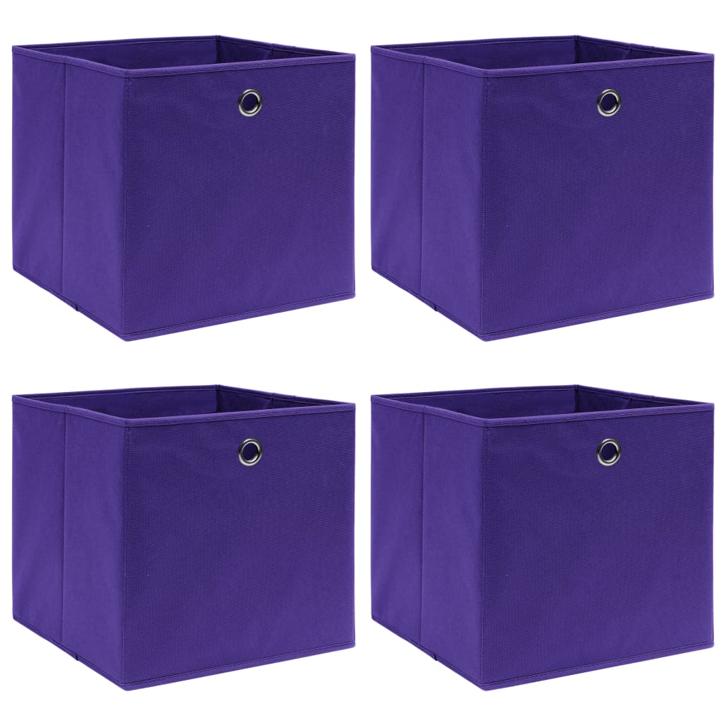 Förvaringslådor 4 st lila 32x32x32 cm tyg