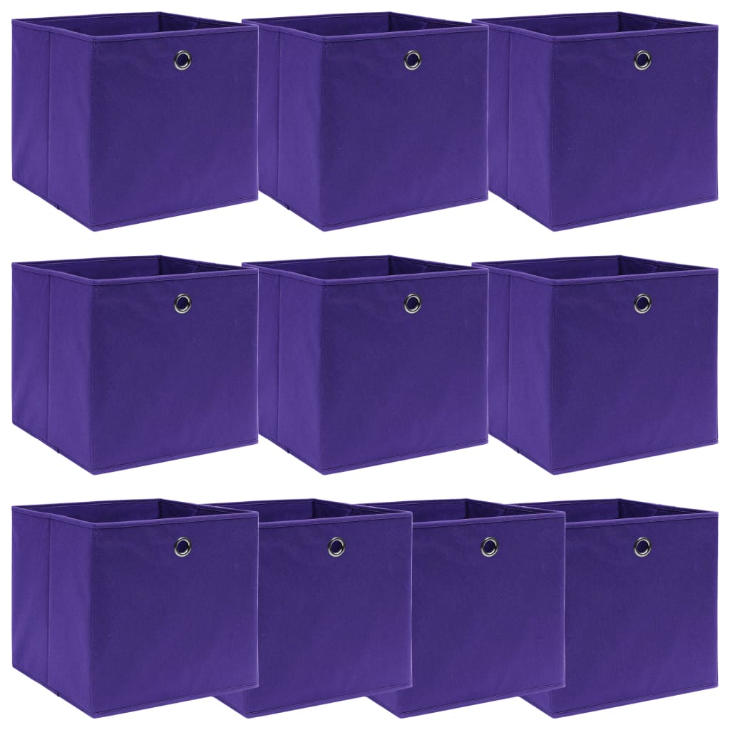 Förvaringslådor 10 st lila 32x32x32 cm tyg