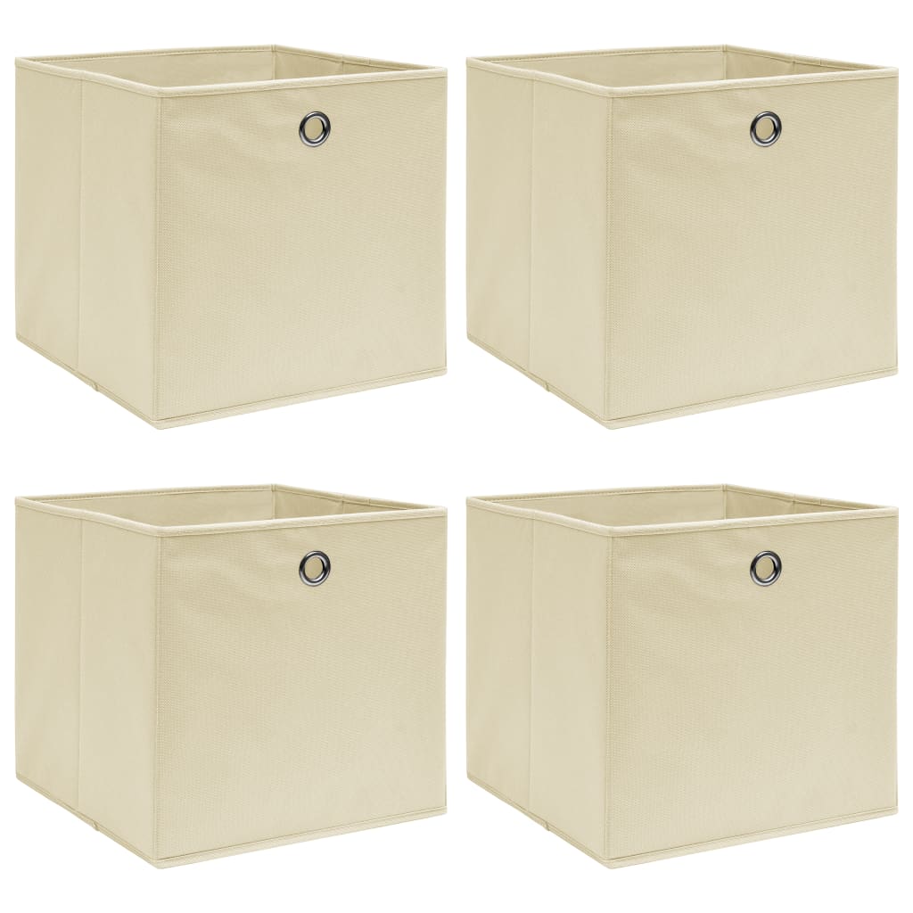 Förvaringslådor 4 st gräddvit 32x32x32 cm tyg