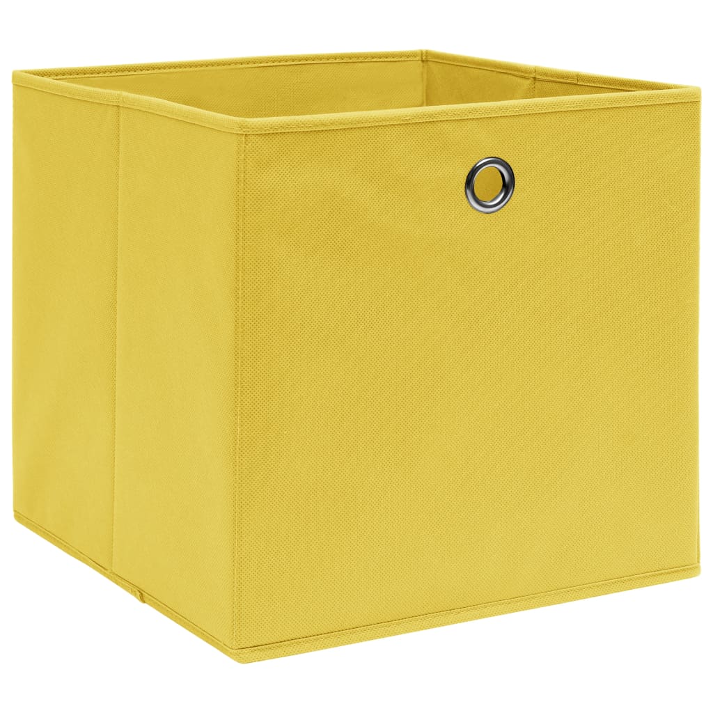 Förvaringslådor 10 st gul 32x32x32 cm tyg