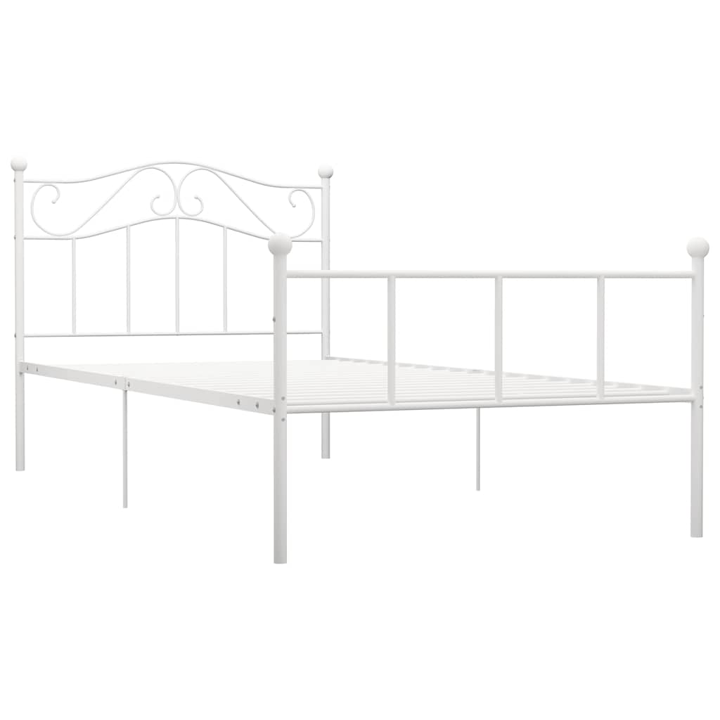 Sängram utan madrass vit metall 100x200 cm