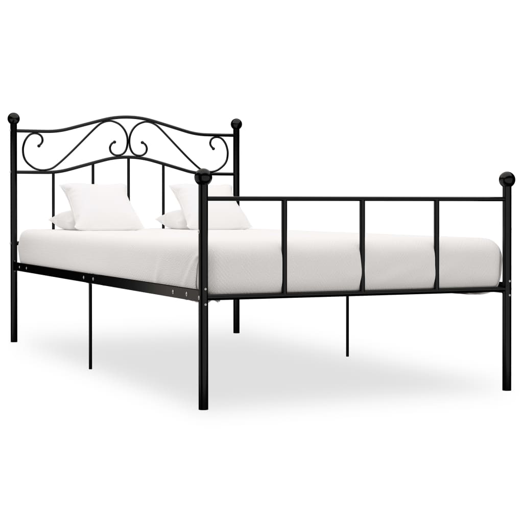 Sängram utan madrass svart metall 90x200 cm