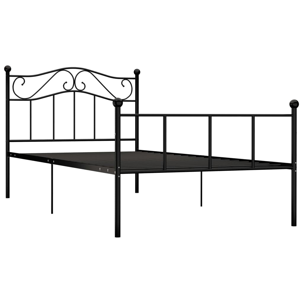 Sängram utan madrass svart metall 90x200 cm