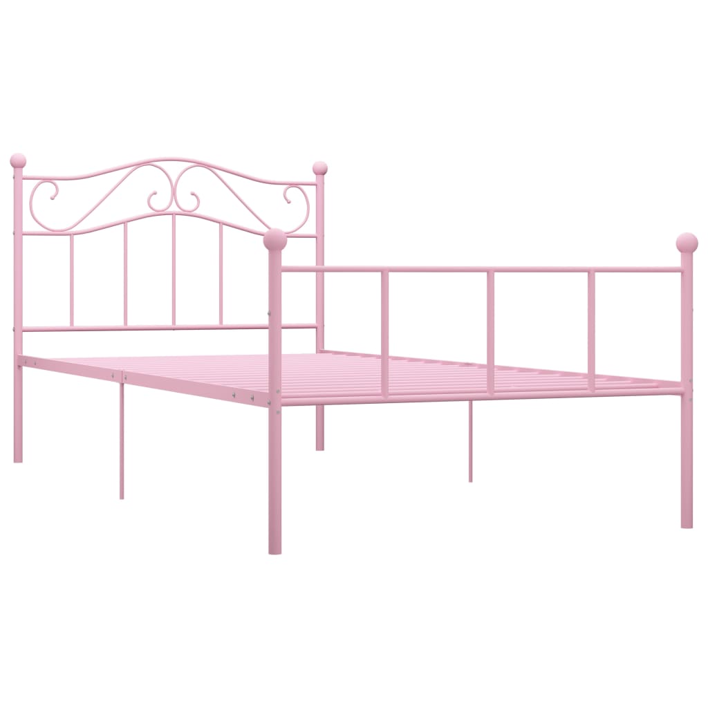 Sängram utan madrass rosa metall 90x200 cm