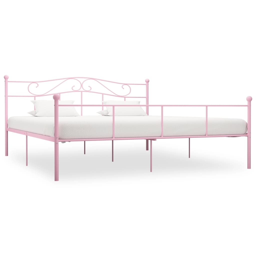 Sängram utan madrass rosa metall 180x200 cm