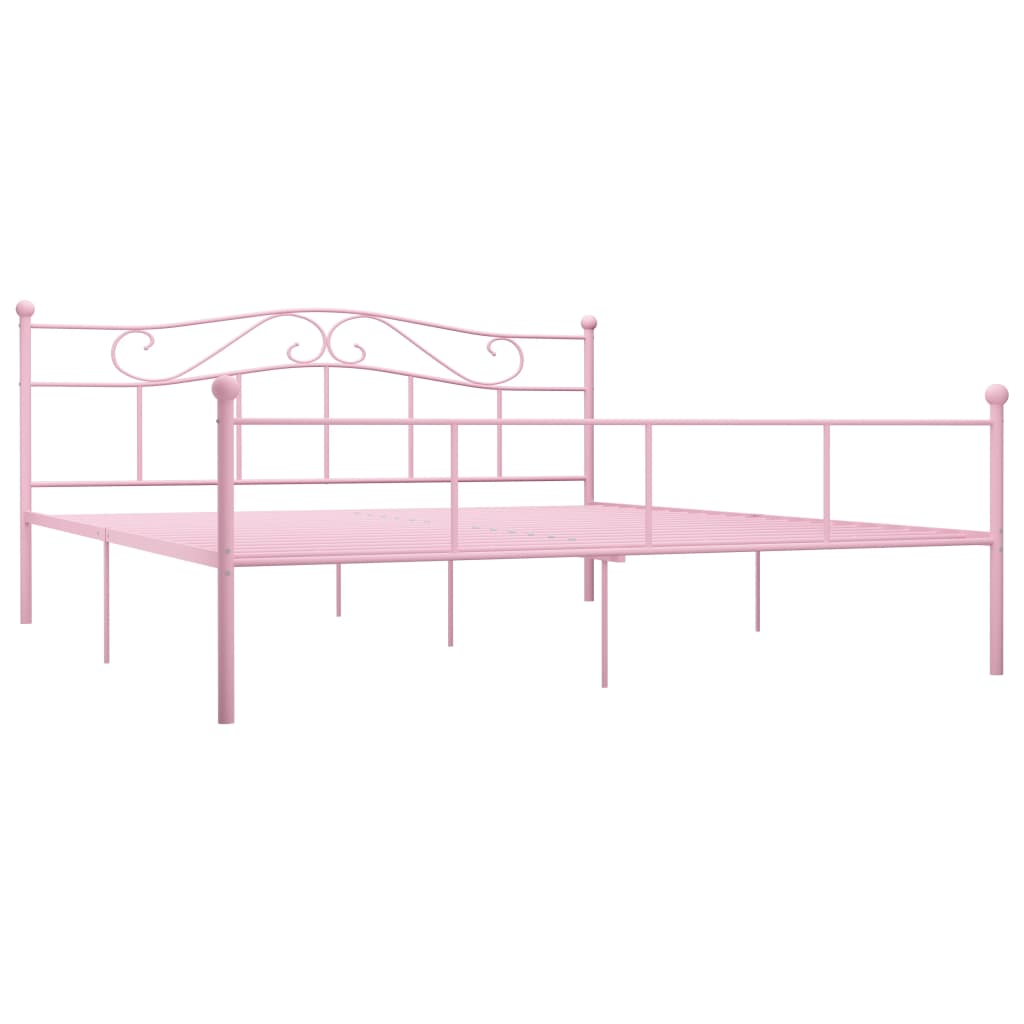 Sängram utan madrass rosa metall 180x200 cm