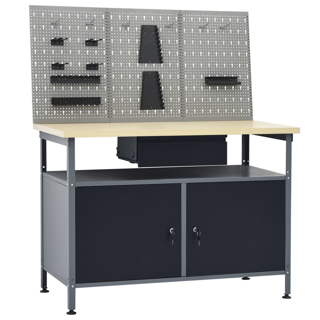 Arbetsbänk med 3 väggpaneler