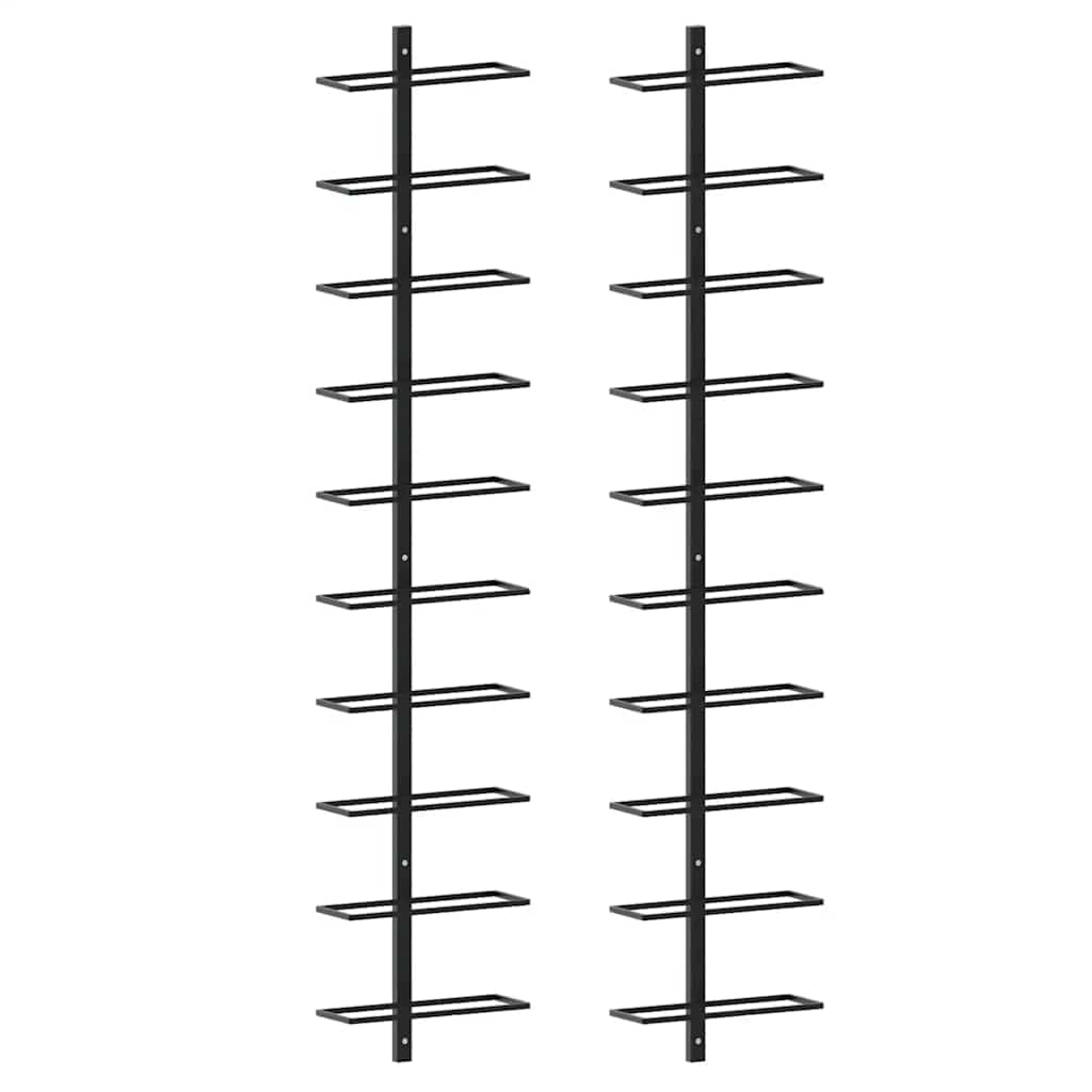 Väggmonterat vinställ för 20 flaskor 2 st svart metall