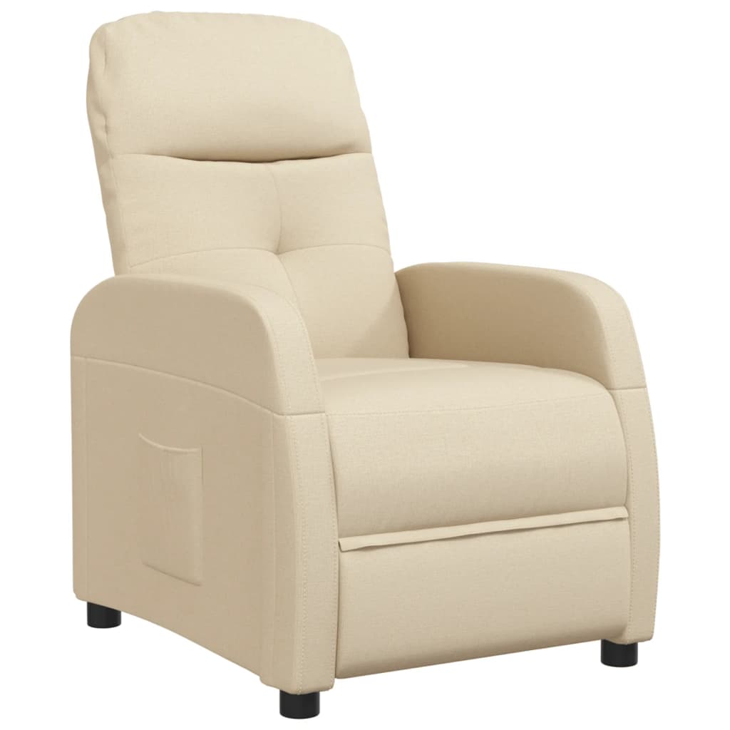 Reclinerfåtölj gräddvit tyg