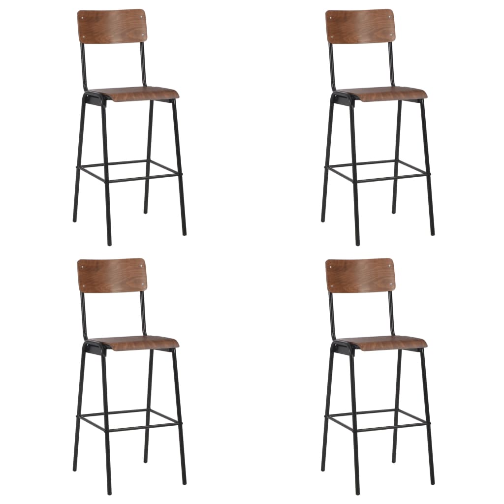 Barstolar 4 st vit massiv plywood stål