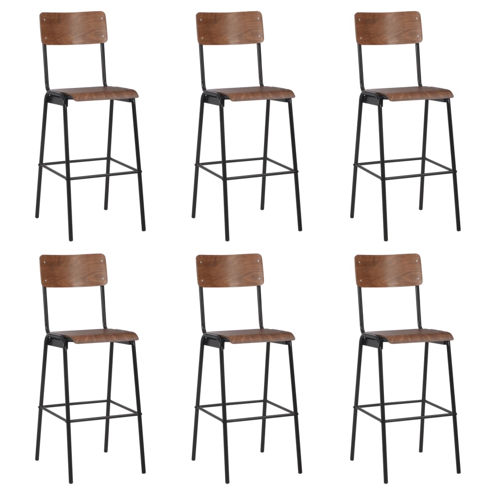 Barstolar 6 st massiv plywood stål